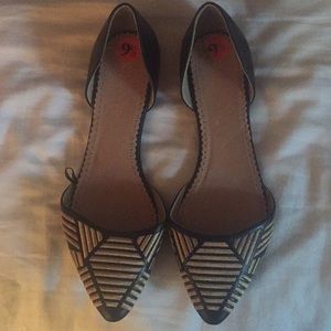 Black and Gold D’orsay Flats